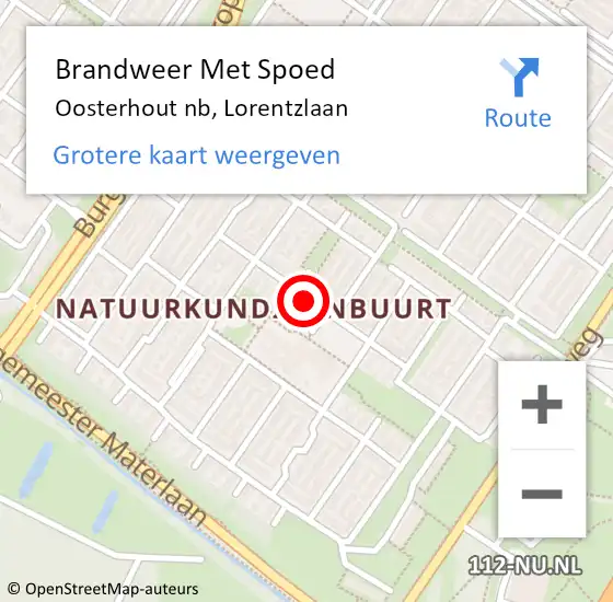 Locatie op kaart van de 112 melding: Brandweer Met Spoed Naar Oosterhout nb, Lorentzlaan op 29 juni 2018 06:57