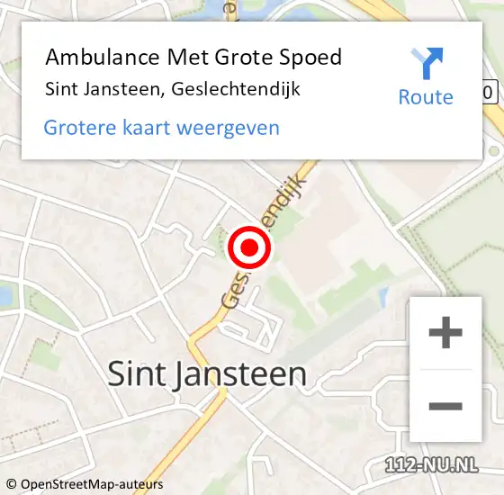 Locatie op kaart van de 112 melding: Ambulance Met Grote Spoed Naar Sint Jansteen, Geslechtendijk op 29 juni 2018 07:24