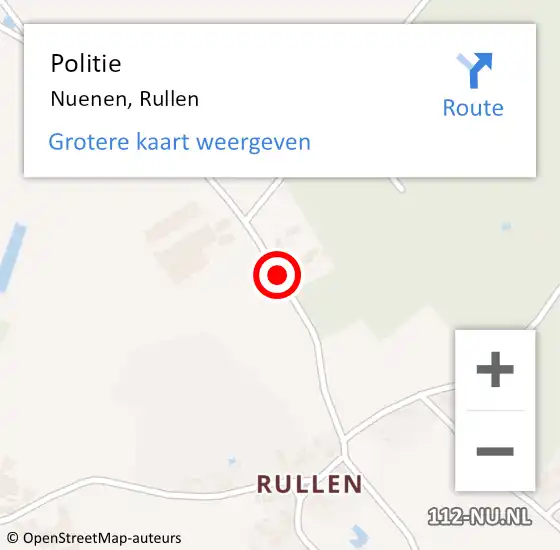 Locatie op kaart van de 112 melding: Politie Nuenen, Rullen op 29 juni 2018 07:26