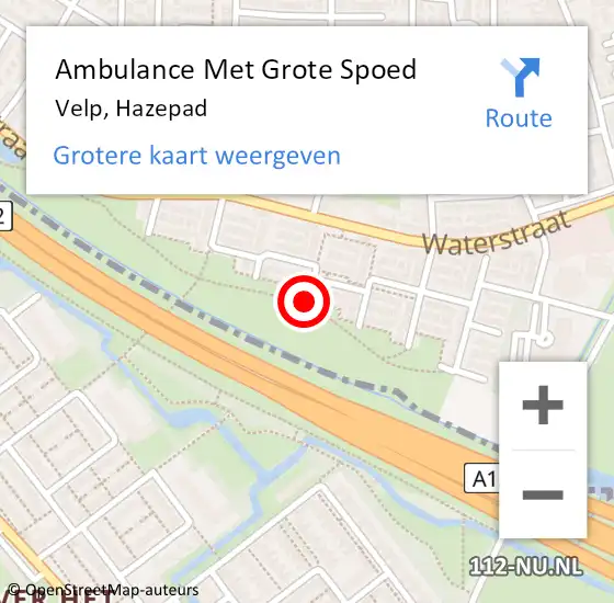 Locatie op kaart van de 112 melding: Ambulance Met Grote Spoed Naar Velp, Hazepad op 29 juni 2018 08:33