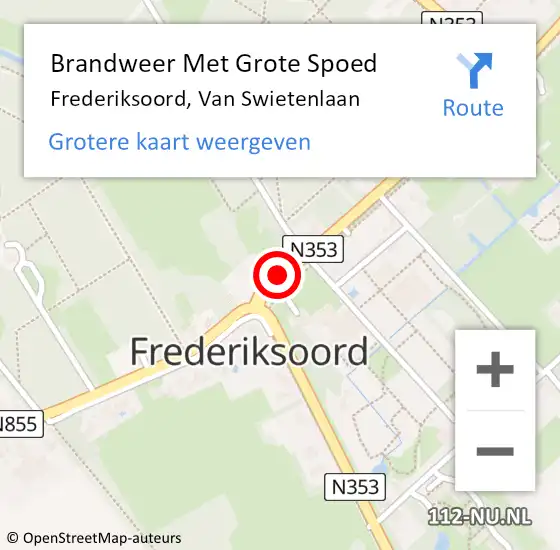 Locatie op kaart van de 112 melding: Brandweer Met Grote Spoed Naar Frederiksoord, Van Swietenlaan op 1 maart 2014 05:22