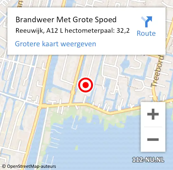 Locatie op kaart van de 112 melding: Brandweer Met Grote Spoed Naar Reeuwijk, A12 R hectometerpaal: 33,1 op 29 juni 2018 09:29