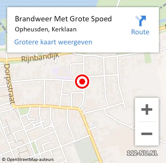 Locatie op kaart van de 112 melding: Brandweer Met Grote Spoed Naar Opheusden, Kerklaan op 29 juni 2018 09:30