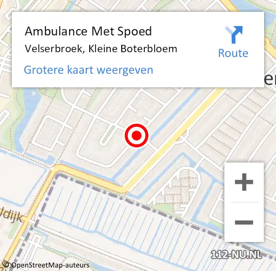 Locatie op kaart van de 112 melding: Ambulance Met Spoed Naar Velserbroek, Kleine Boterbloem op 1 maart 2014 05:35