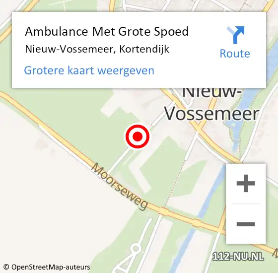 Locatie op kaart van de 112 melding: Ambulance Met Grote Spoed Naar Nieuw-Vossemeer, Kortendijk op 29 juni 2018 10:51