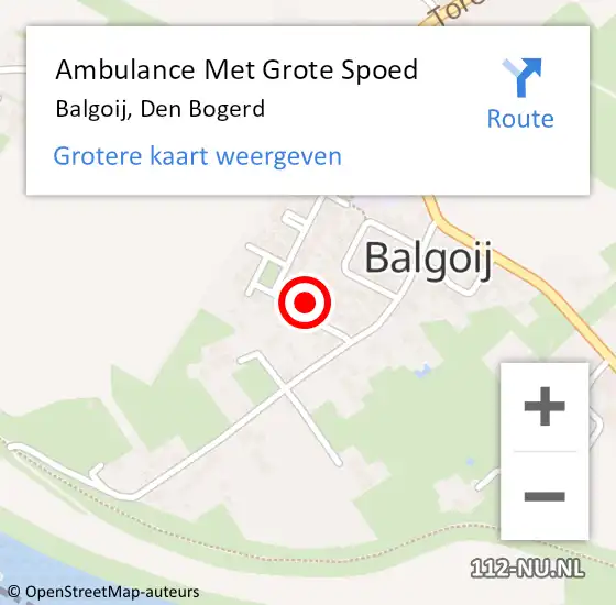 Locatie op kaart van de 112 melding: Ambulance Met Grote Spoed Naar Balgoij, Den Bogerd op 1 maart 2014 06:07