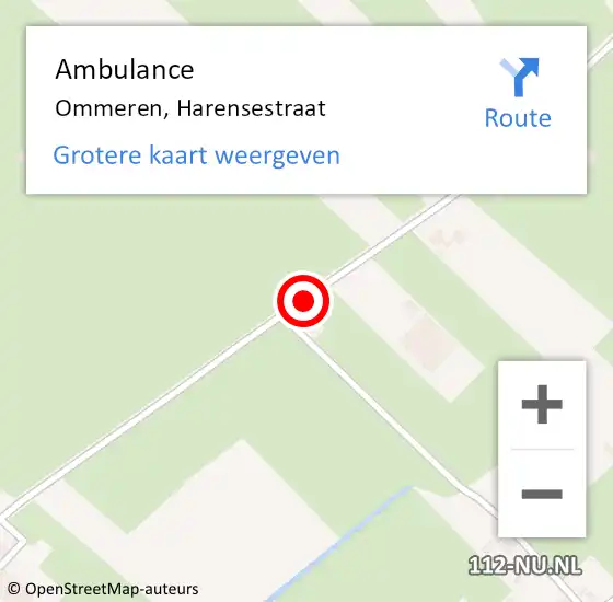 Locatie op kaart van de 112 melding: Ambulance Ommeren, Harensestraat op 29 juni 2018 11:29