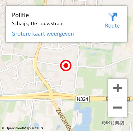 Locatie op kaart van de 112 melding: Politie Schaijk, De Louwstraat op 29 juni 2018 11:37