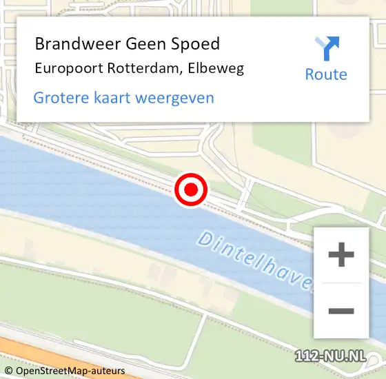 Locatie op kaart van de 112 melding: Brandweer Geen Spoed Naar Europoort Rotterdam, Elbeweg op 29 juni 2018 11:54