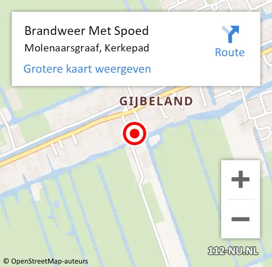 Locatie op kaart van de 112 melding: Brandweer Met Spoed Naar Molenaarsgraaf, Kerkepad op 29 juni 2018 12:03