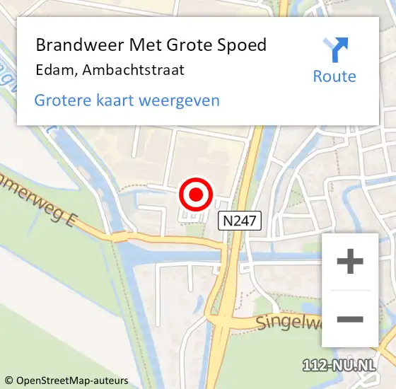 Locatie op kaart van de 112 melding: Brandweer Met Grote Spoed Naar Edam, Ambachtstraat op 29 juni 2018 12:06