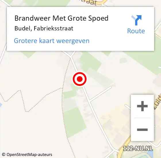 Locatie op kaart van de 112 melding: Brandweer Met Grote Spoed Naar Budel, Fabrieksstraat op 29 juni 2018 12:11