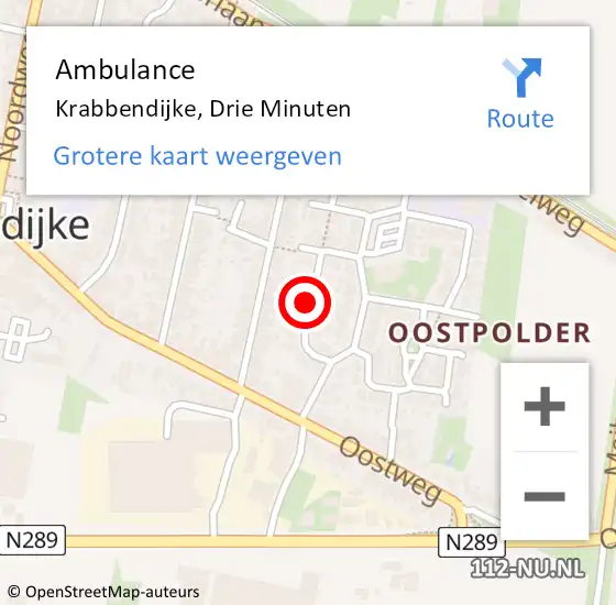 Locatie op kaart van de 112 melding: Ambulance Krabbendijke, Drie Minuten op 29 juni 2018 12:15