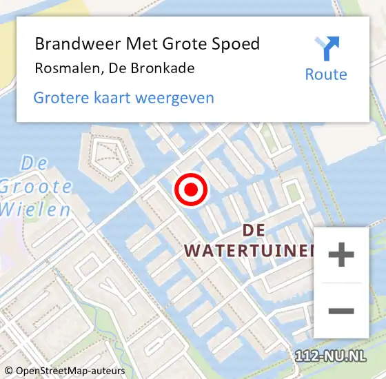 Locatie op kaart van de 112 melding: Brandweer Met Grote Spoed Naar Rosmalen, De Bronkade op 29 juni 2018 12:21