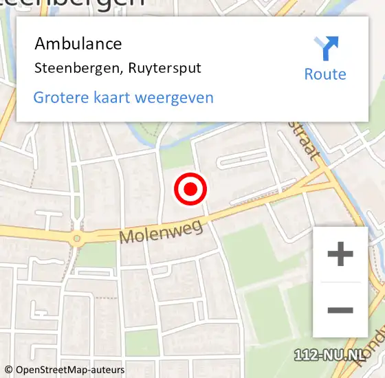 Locatie op kaart van de 112 melding: Ambulance Steenbergen, Ruytersput op 29 juni 2018 13:18