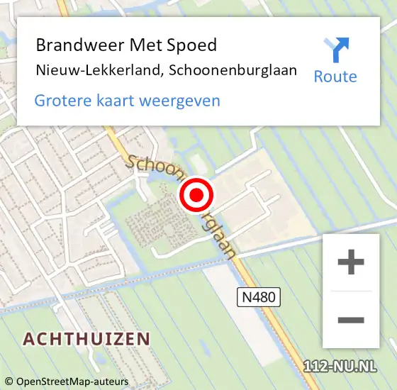 Locatie op kaart van de 112 melding: Brandweer Met Spoed Naar Nieuw-Lekkerland, Schoonenburglaan op 29 juni 2018 13:22