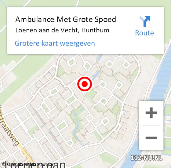 Locatie op kaart van de 112 melding: Ambulance Met Grote Spoed Naar Loenen aan de Vecht, Hunthum op 29 juni 2018 14:41