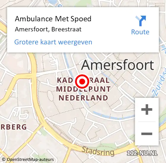 Locatie op kaart van de 112 melding: Ambulance Met Spoed Naar Amersfoort, Breestraat op 29 juni 2018 15:09