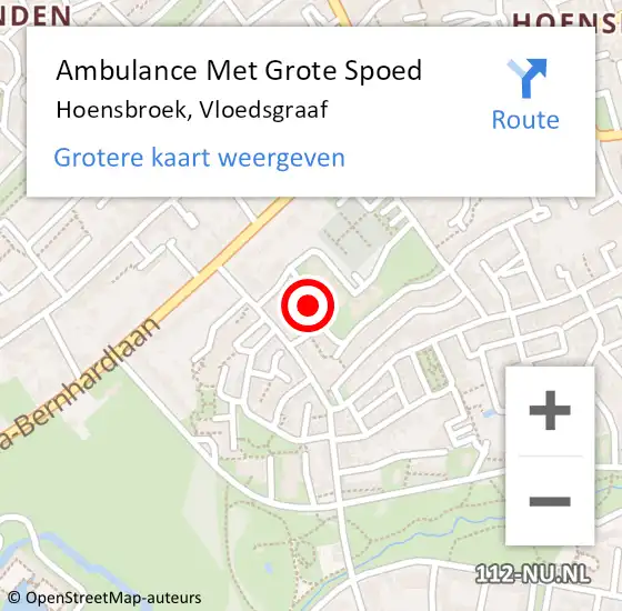 Locatie op kaart van de 112 melding: Ambulance Met Grote Spoed Naar Hoensbroek, Vloedsgraaf op 1 maart 2014 07:45