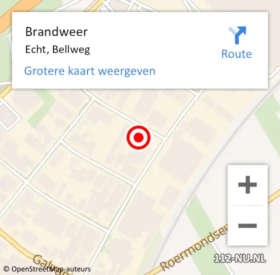 Locatie op kaart van de 112 melding: Brandweer Echt, Bellweg op 24 september 2013 00:52