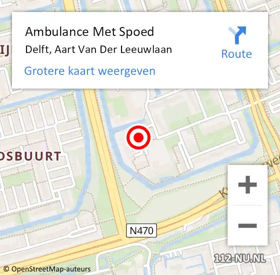 Locatie op kaart van de 112 melding: Ambulance Met Spoed Naar Delft, Aart Van Der Leeuwlaan op 29 juni 2018 16:15