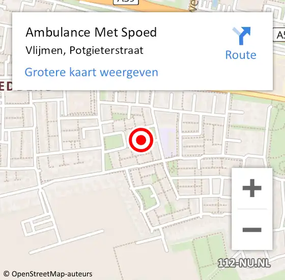 Locatie op kaart van de 112 melding: Ambulance Met Spoed Naar Vlijmen, Potgieterstraat op 29 juni 2018 16:22