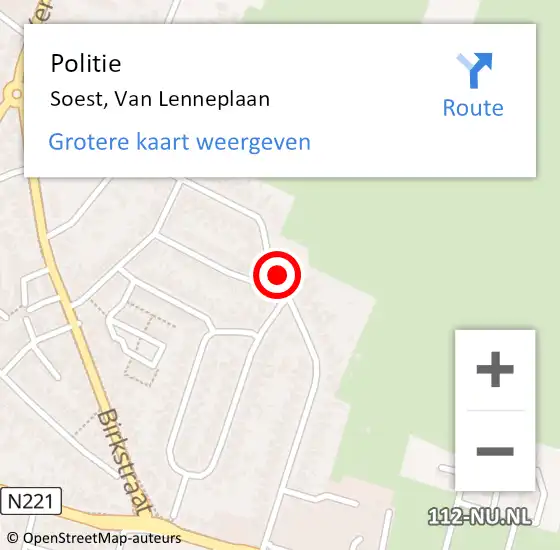 Locatie op kaart van de 112 melding: Politie Soest, Van Lenneplaan op 1 maart 2014 07:56