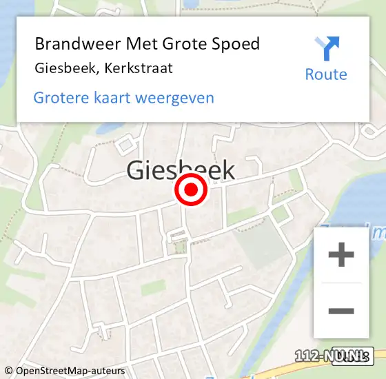 Locatie op kaart van de 112 melding: Brandweer Met Grote Spoed Naar Giesbeek, Kerkstraat op 29 juni 2018 16:28