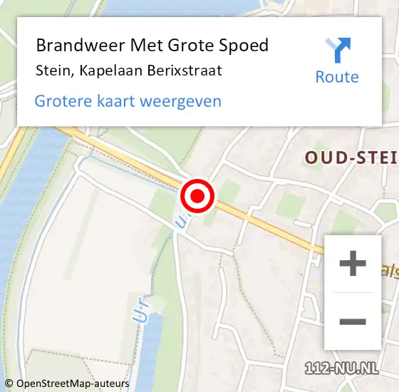 Locatie op kaart van de 112 melding: Brandweer Met Grote Spoed Naar Stein, Kapelaan Berixstraat op 29 juni 2018 16:36