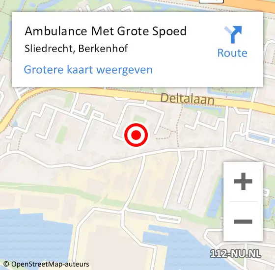 Locatie op kaart van de 112 melding: Ambulance Met Grote Spoed Naar Sliedrecht, Berkenhof op 29 juni 2018 16:41