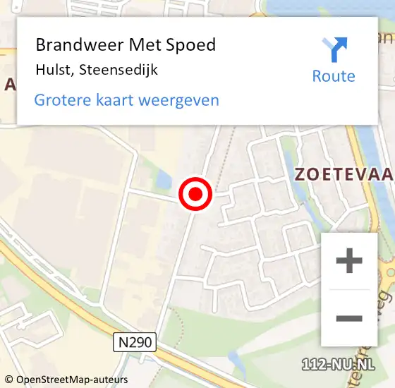 Locatie op kaart van de 112 melding: Brandweer Met Spoed Naar Hulst, Steensedijk op 29 juni 2018 16:51