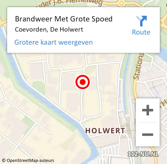 Locatie op kaart van de 112 melding: Brandweer Met Grote Spoed Naar Coevorden, De Holwert op 29 juni 2018 16:55