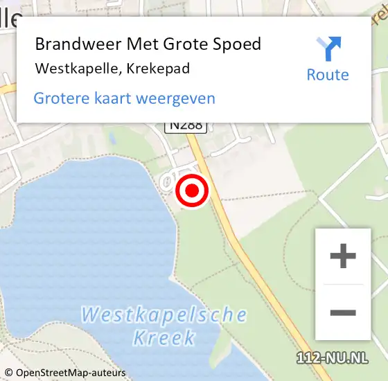 Locatie op kaart van de 112 melding: Brandweer Met Grote Spoed Naar Westkapelle, Krekepad op 29 juni 2018 17:01