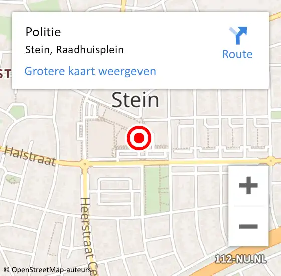 Locatie op kaart van de 112 melding: Politie Stein, Raadhuisplein op 29 juni 2018 17:09