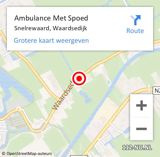 Locatie op kaart van de 112 melding: Ambulance Met Spoed Naar Snelrewaard, Waardsedijk op 29 juni 2018 17:14