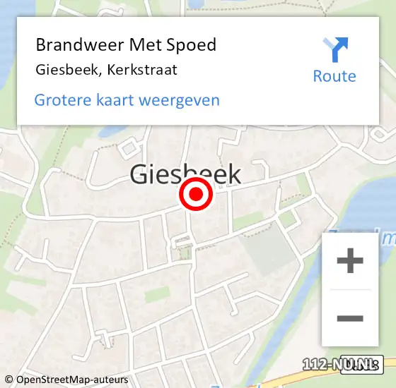 Locatie op kaart van de 112 melding: Brandweer Met Spoed Naar Giesbeek, Kerkstraat op 29 juni 2018 17:29