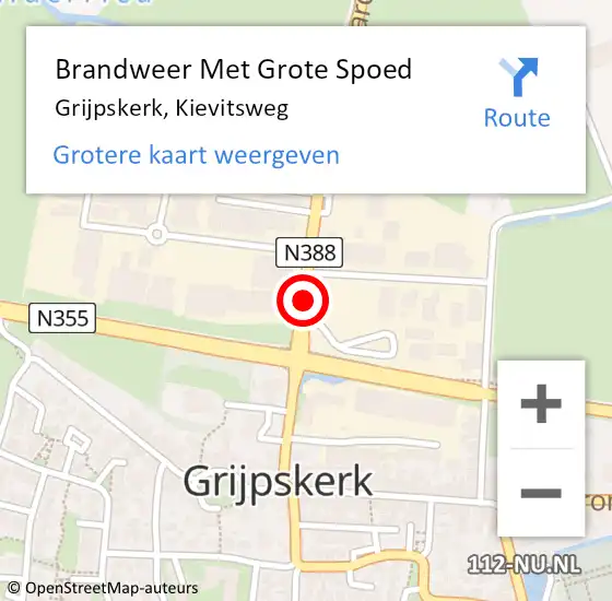 Locatie op kaart van de 112 melding: Brandweer Met Grote Spoed Naar Grijpskerk, Kievitsweg op 29 juni 2018 17:31