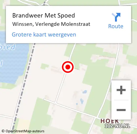 Locatie op kaart van de 112 melding: Brandweer Met Spoed Naar Winssen, Verlengde Molenstraat op 29 juni 2018 17:35