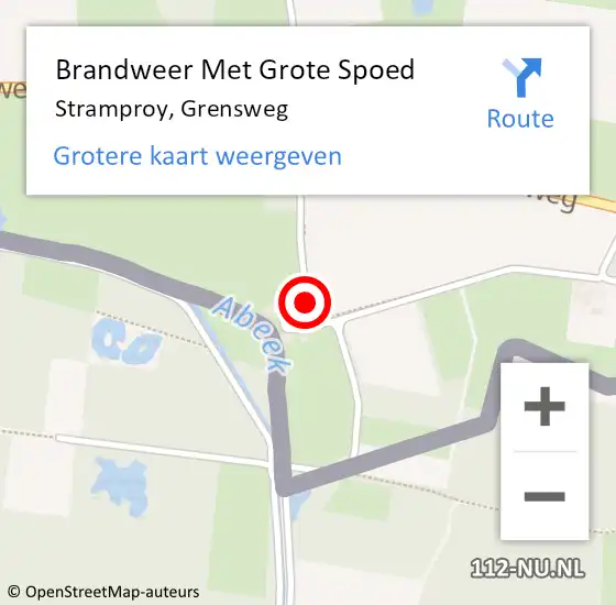 Locatie op kaart van de 112 melding: Brandweer Met Grote Spoed Naar Stramproy, Grensweg op 29 juni 2018 18:17