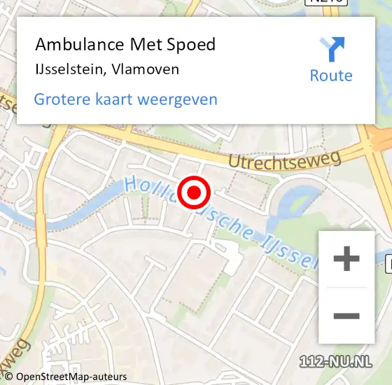 Locatie op kaart van de 112 melding: Ambulance Met Spoed Naar IJsselstein, Vlamoven op 29 juni 2018 18:25