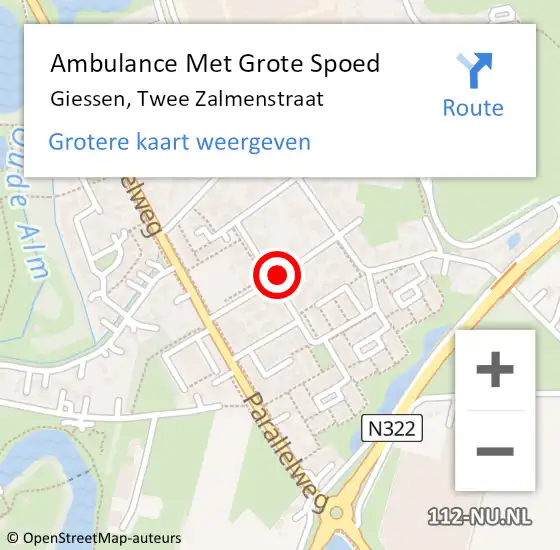 Locatie op kaart van de 112 melding: Ambulance Met Grote Spoed Naar Giessen, Twee Zalmenstraat op 29 juni 2018 18:43