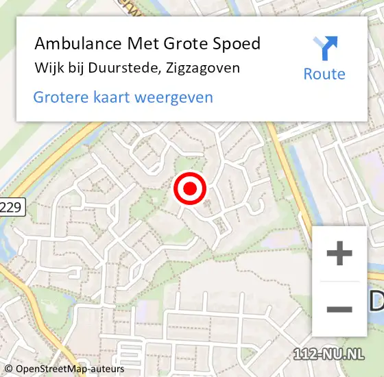 Locatie op kaart van de 112 melding: Ambulance Met Grote Spoed Naar Wijk bij Duurstede, Zigzagoven op 29 juni 2018 20:13