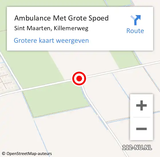 Locatie op kaart van de 112 melding: Ambulance Met Grote Spoed Naar Sint Maarten, Killemerweg op 29 juni 2018 20:17