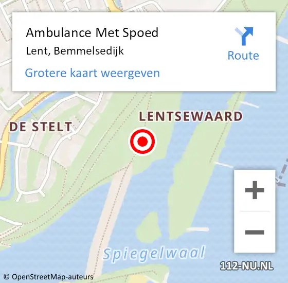 Locatie op kaart van de 112 melding: Ambulance Met Spoed Naar Lent, Bemmelsedijk op 29 juni 2018 20:23