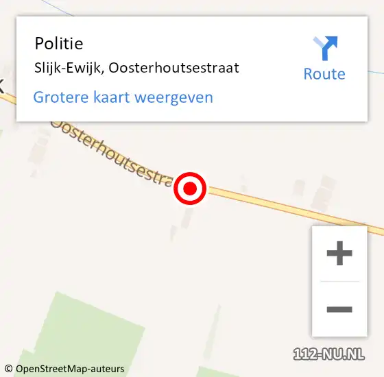 Locatie op kaart van de 112 melding: Politie Slijk-Ewijk, Oosterhoutsestraat op 29 juni 2018 20:46