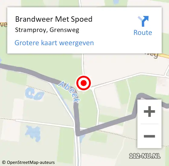 Locatie op kaart van de 112 melding: Brandweer Met Spoed Naar Stramproy, Grensweg op 29 juni 2018 21:30