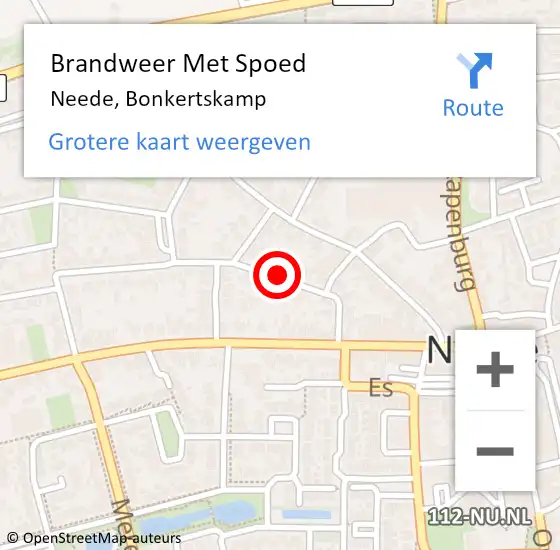 Locatie op kaart van de 112 melding: Brandweer Met Spoed Naar Neede, Bonkertskamp op 29 juni 2018 22:01