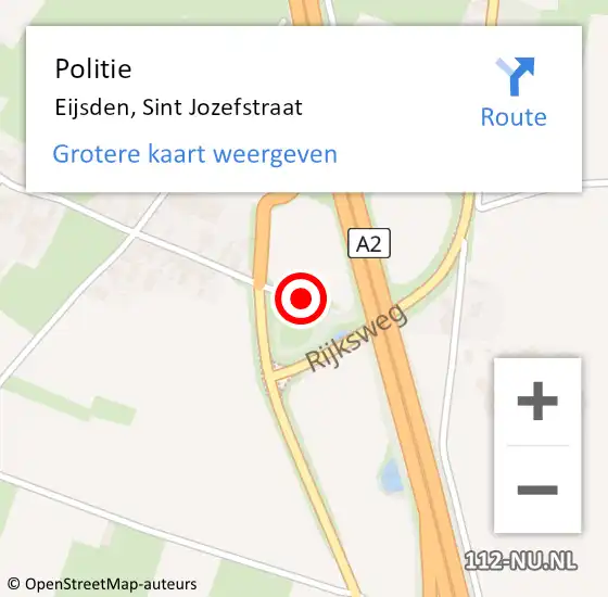 Locatie op kaart van de 112 melding: Politie Eijsden, Sint Jozefstraat op 29 juni 2018 22:33