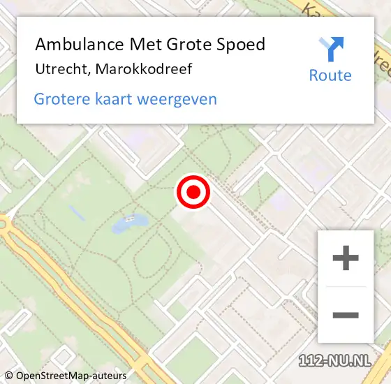 Locatie op kaart van de 112 melding: Ambulance Met Grote Spoed Naar Utrecht, Marokkodreef op 29 juni 2018 22:55