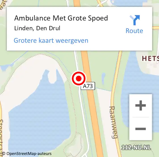 Locatie op kaart van de 112 melding: Ambulance Met Grote Spoed Naar Linden, Den Drul op 29 juni 2018 23:23